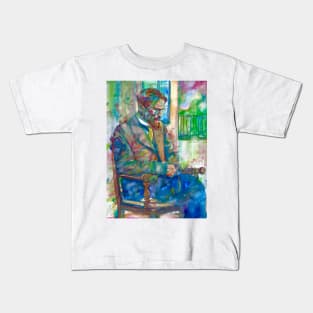 ANTON CHEKHOV thinking in the garden - watercolor portrait Kids T-Shirt